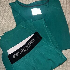 Skechers dark green scrub set